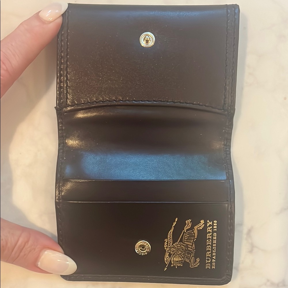 Burberry Tan and Brown Checkered Wallet Coin Purse with Gold Detail - Picture 7 of 8